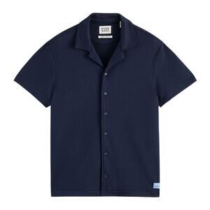 Scotch & Soda Popcorn Jersey Short Sleeve Button-Up Camp Shirt